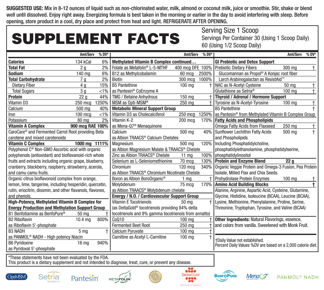 Cellular Nutrition Program - with Restore Non-Pro VANILLA VEGGIE Protein